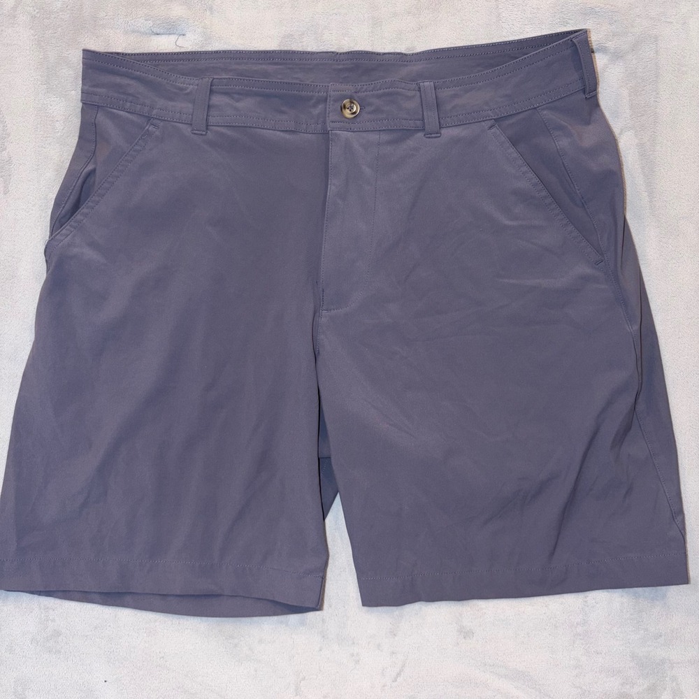 GenTeal Mens Performance Shorts Gray Purple brrr Cooling Stretch Golf Size 34